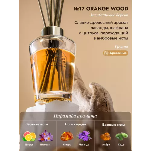 Диффузор для дома с палочками Aroma Republic №17 "Orange wood", 90 мл