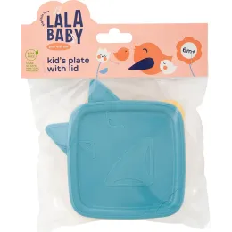 Тарелка детская с мягкой крышкой 400 мл, Lalababy Play with Me синий колокольчик