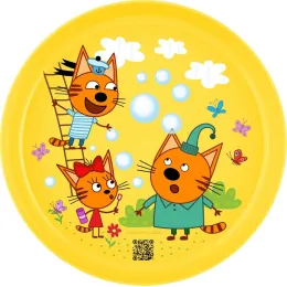 Bolalar idishlari to'plami Plast Team Baby Superstar Uch mushuk (piyola, tovoq, stakan, qoshiq)