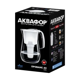 Фильтр-кувшин для воды с картриджем и счетчиком ресурса Аквафор Прованс А5, 4.2л белый