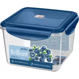 Контейнер для заморозки и микроволновки, разные размеры, Phibo Brilliant синий 1,7 л