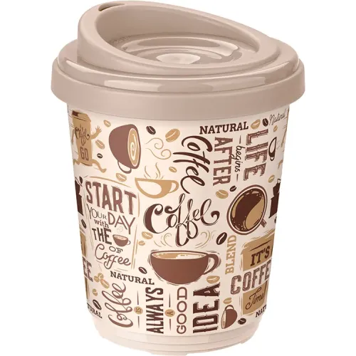 Termostakan 300 ml, turli xil decor bilan, Phibo bej