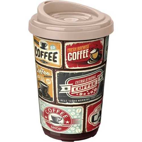 Термостакан 400 мл с разным декором, Phibo бежевый