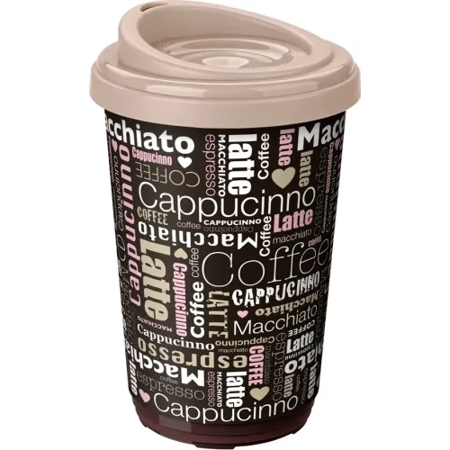 Термостакан 400 мл с разным декором, Phibo бежевый