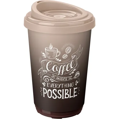Термостакан 400 мл с разным декором, Phibo бежевый