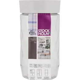 Банка для сыпучих продуктов 1 л с завинчивающейся крышкой Plast Team STOCKHOLM пепельный жемчуг