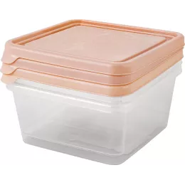 Набор контейнеров для продуктов 3х0,45 л квадратные Plast Team HELSINKI Artichoke персиковая карамель