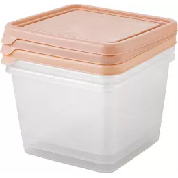 Набор контейнеров для продуктов 3х0,75 л квадратные Plast Team HELSINKI Artichoke персиковая карамель
