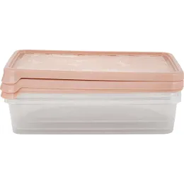 Oziq-ovqat idishlari to'plami 3x0,9L kvadrat Plast Team HELSINKI Artichoke shaftoli karamel