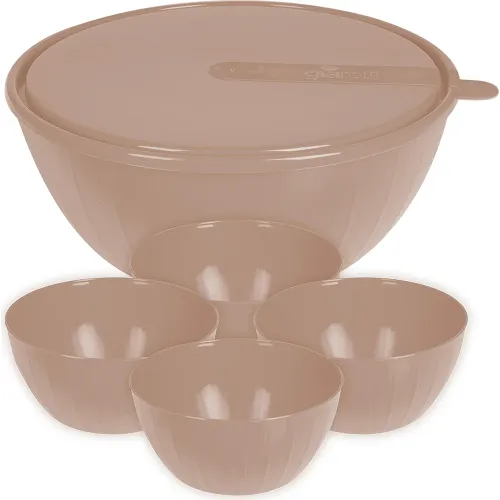 Qopqoqli dumaloq salat idishlari to'plami Sugar&Spice Vanilla 0,6л (4 dona) + 5л latte