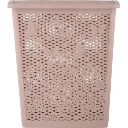 Buyumlarni saqlash savati olinadigan qopqoqlik 35L Keeplex Fiori bej topaz