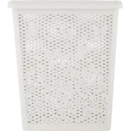 Buyumlarni saqlash savati olinadigan qopqoqlik 35L Keeplex Fiori oq bulut