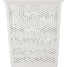 Buyumlarni saqlash savati olinadigan qopqoqlik 35L Keeplex Fiori oq bulut