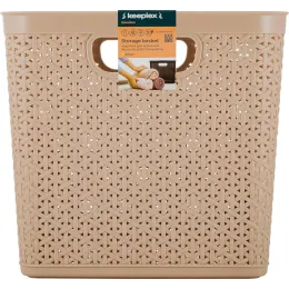 Корзина для хранения вещей со съемной крышкой 21л Keeplex Rattan морской песок
