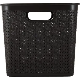 Buyumlarni saqlash savati olinadigan qopqoqlik 21L Keeplex Rattan quyuq kashtan