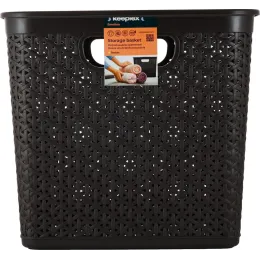 Buyumlarni saqlash savati olinadigan qopqoqlik 21L Keeplex Rattan quyuq kashtan