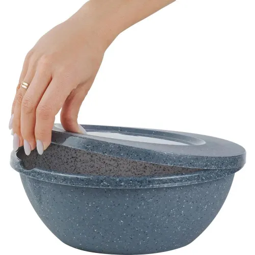 Qopqoqli idish 3 l Plast Team STONE qora tosh