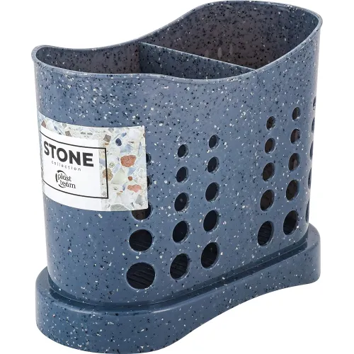 Qoshiq vilka va pichoqlarni quritish uchun qoshiqdon Plast Team STONE qora tosh