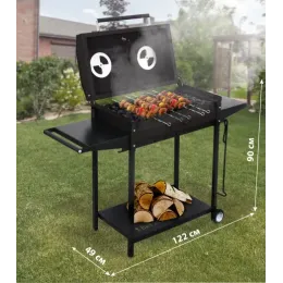 Мангал-гриль BoyScout 61616 с 2-мя столиками, крышкой, термометром, дровницей и кочергой