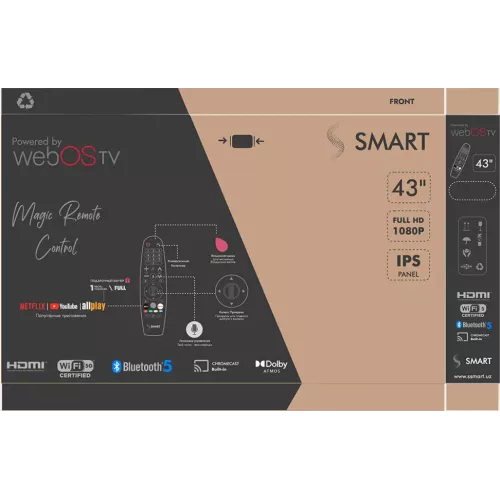Телевизор "Ssmart" FSV22 43'' /Full HD/ Smart TV / WEB OS (LG)/ Безрамочный
