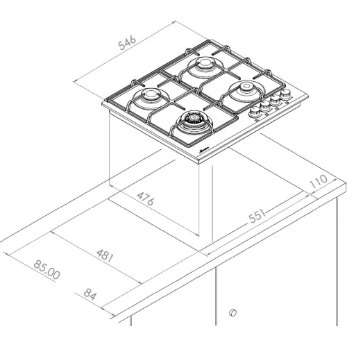 Газовая варочная панель Monsher MHG 62 WG