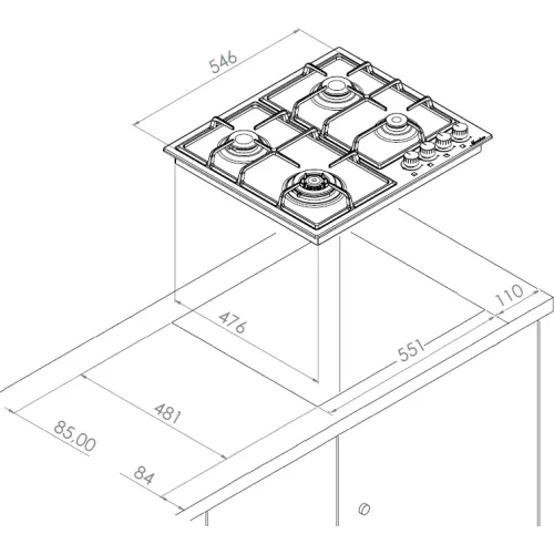 Газовая варочная панель Monsher MHG 62 X